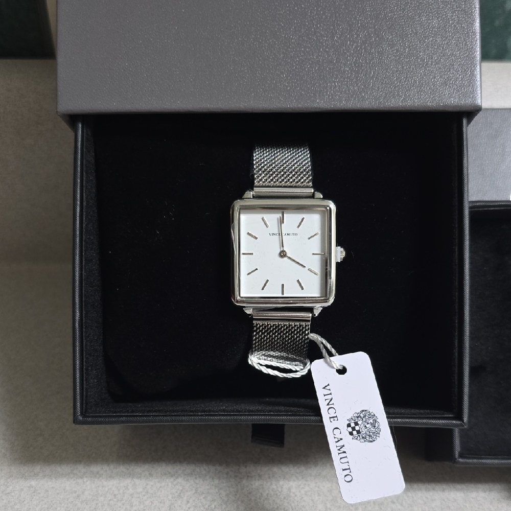 Vince Camuto Silver Square Watch and Earring Set - Picture 2 of 4